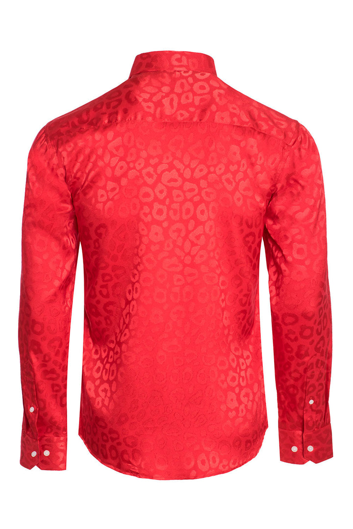 BARABAS Men textured leopard design pattern button down Shirts B310