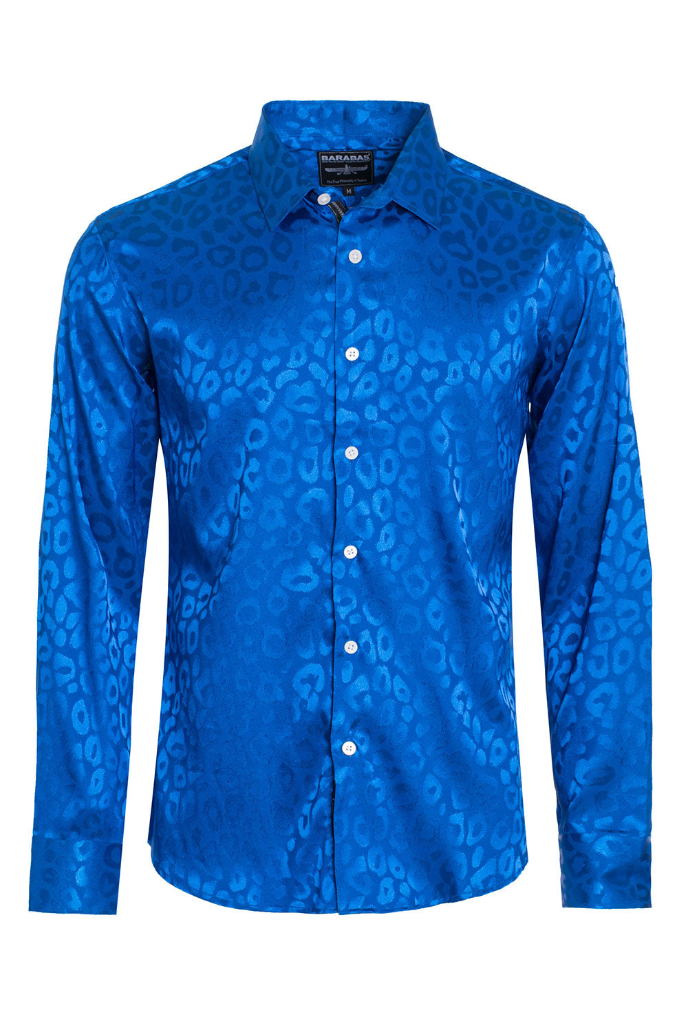 BARABAS Men textured leopard design pattern button down Shirts B310