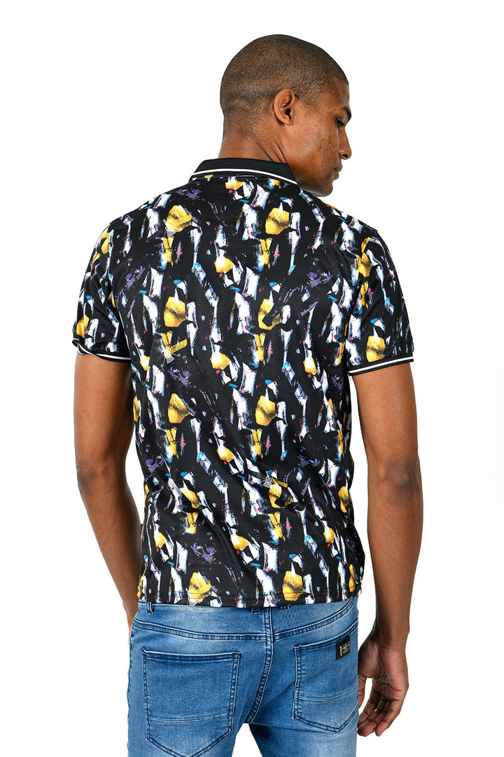 Barabas men's Yellow Gems Prints Graphic Tee Luxury Polo Shirts BD33