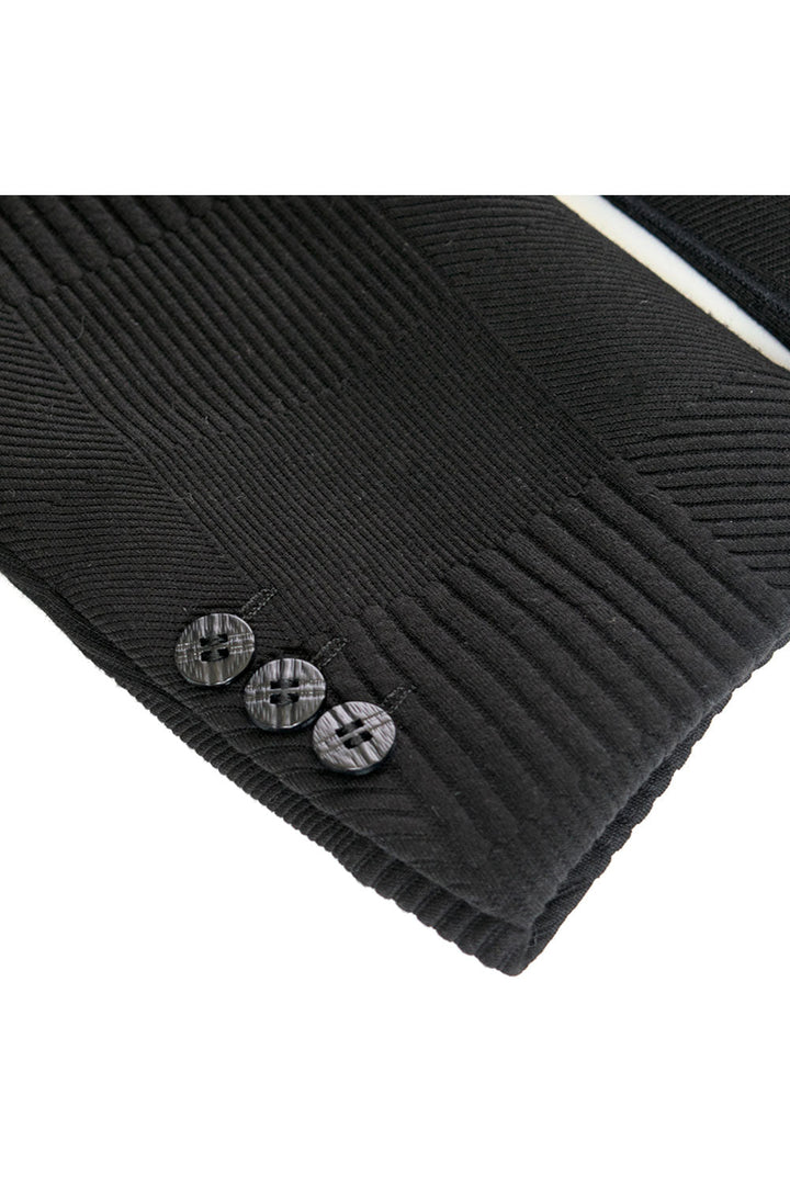 Barabas Men knit texture two-button notch lapel Black blazer BH58