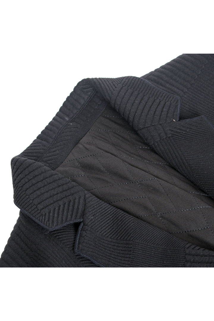 Barabas Men knit texture two-button notch lapel Black blazer BH58 