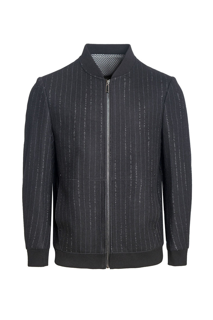 Barabas Men Coat Black grey knit collar striped liner jacket BH60