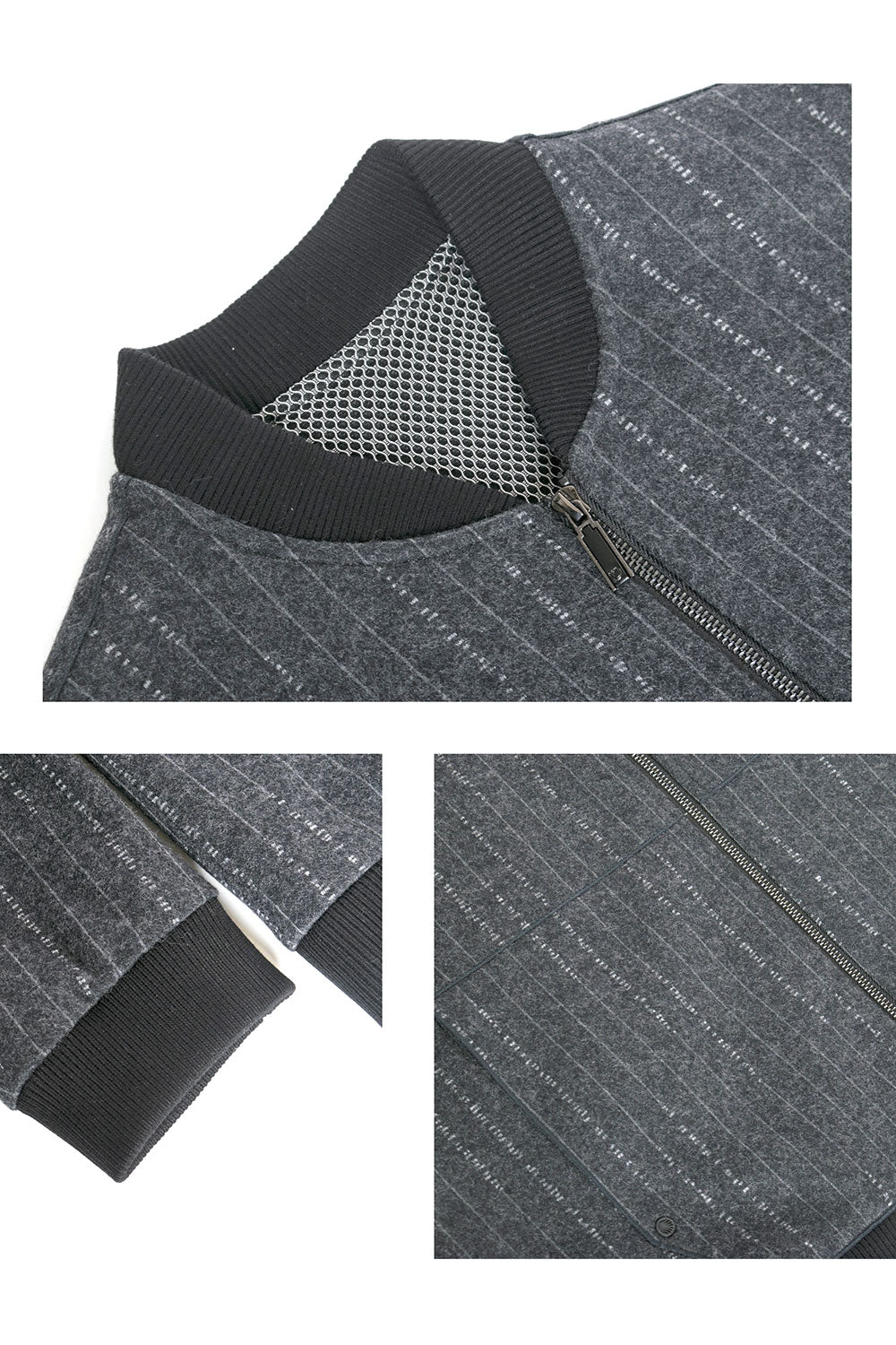 Barabas Men Coat Black grey knit collar striped liner jacket BH60 