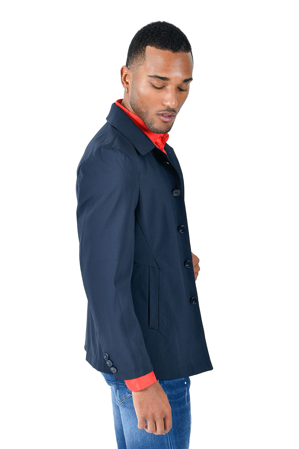 BARABAS Men's Solid Color Light Weight Jacket BH72 Navy