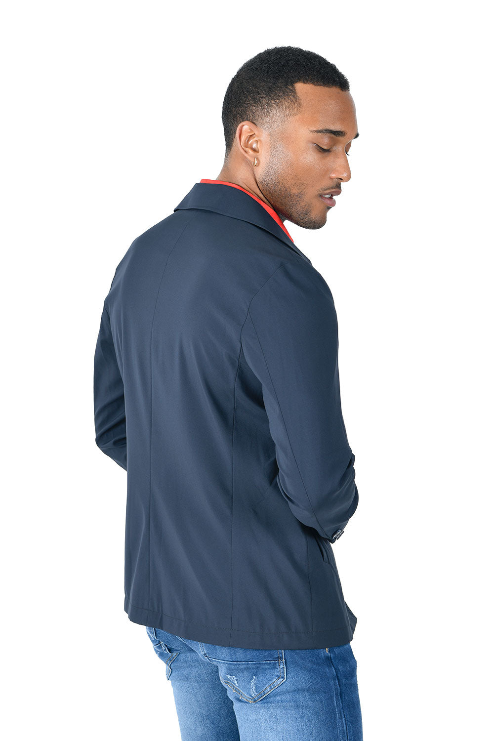 BARABAS Men's Solid Color Light Weight Jacket BH72 Navy