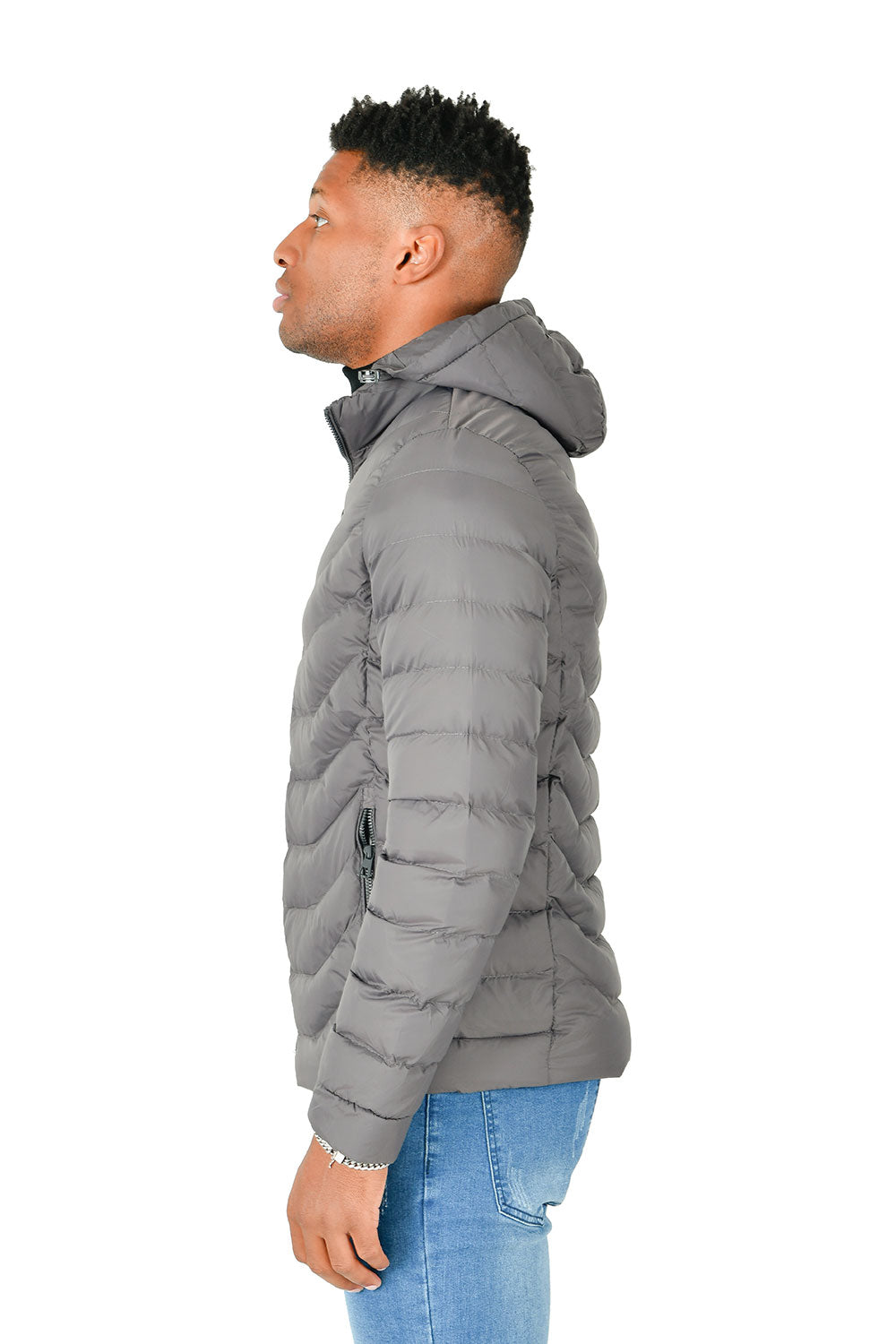 BARABAS Men's Zipper Closure Windproof Waterproof Jacket BH73 GREY