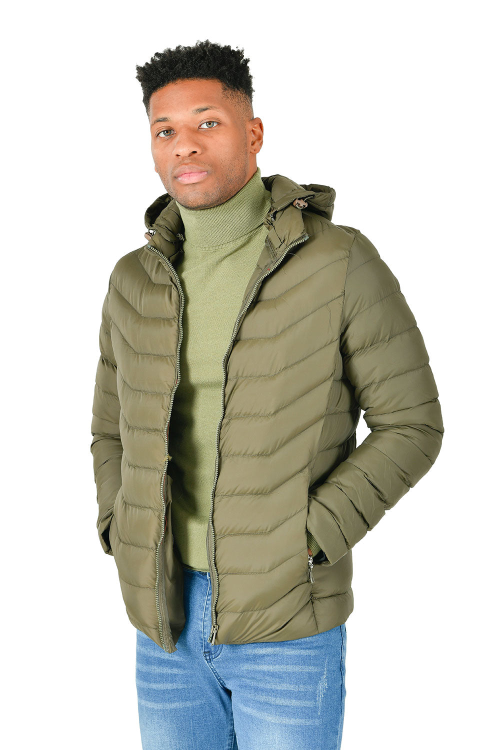 BARABAS Men's Zipper Closure Windproof Waterproof Jacket BH73 Olive