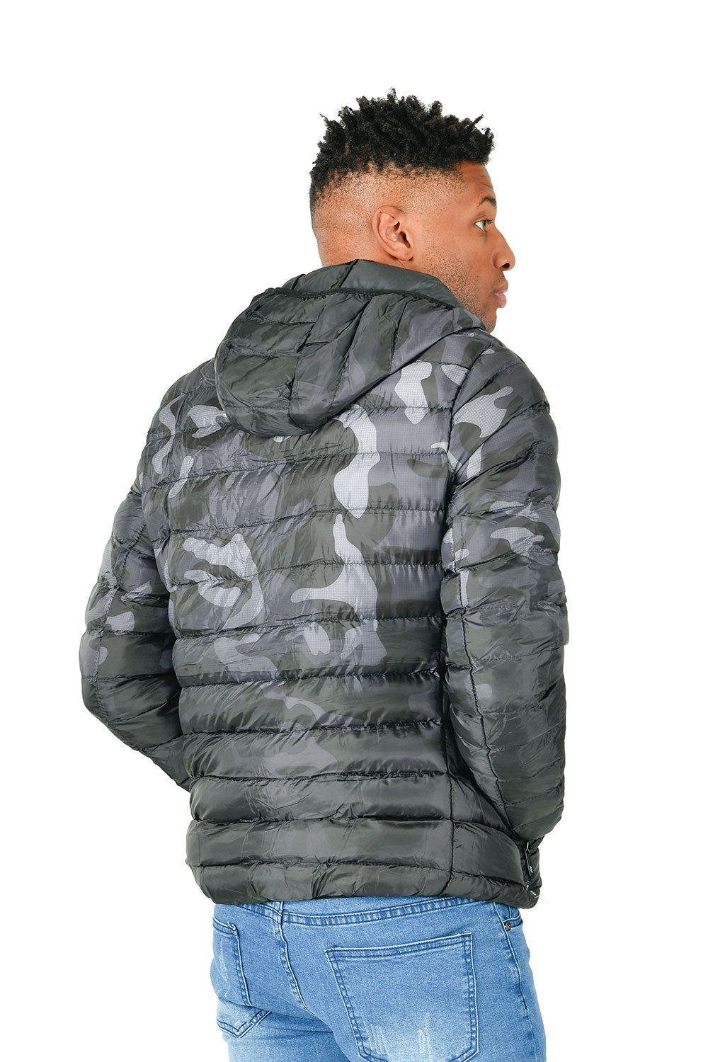 BARABAS Men's Heating Element Camouflage Bomber Hoodie Jacket BH75 BLACK