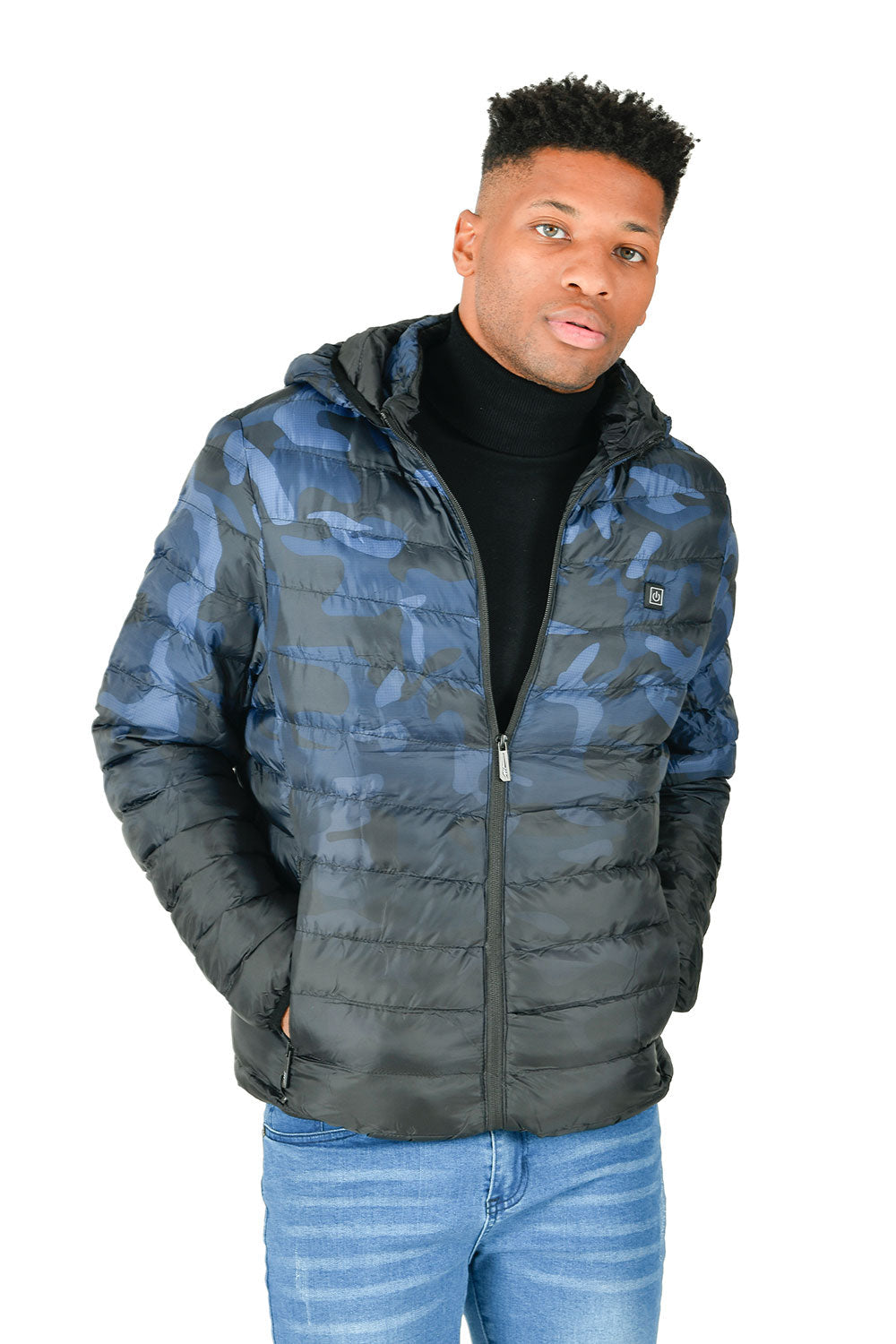 BARABAS Men's Heating Element Camouflage Bomber Hoodie Jacket BH75 NAVY