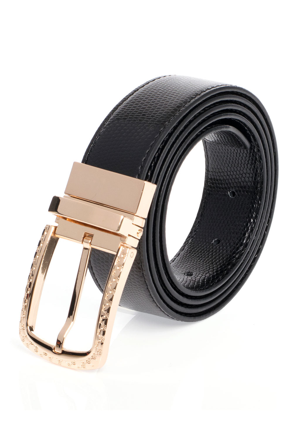 Barabas Men Gold buckle Solid color Crocodile Snake belt BK809