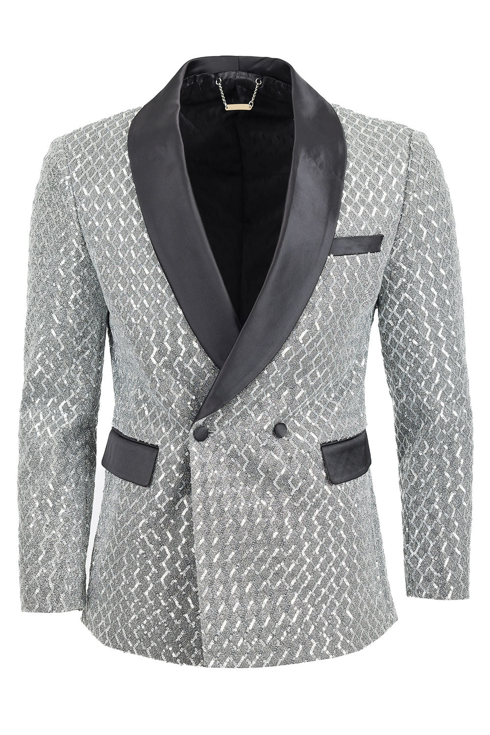 BARABAS men's shiny design glittery sequin design blazer BL3068 Silver