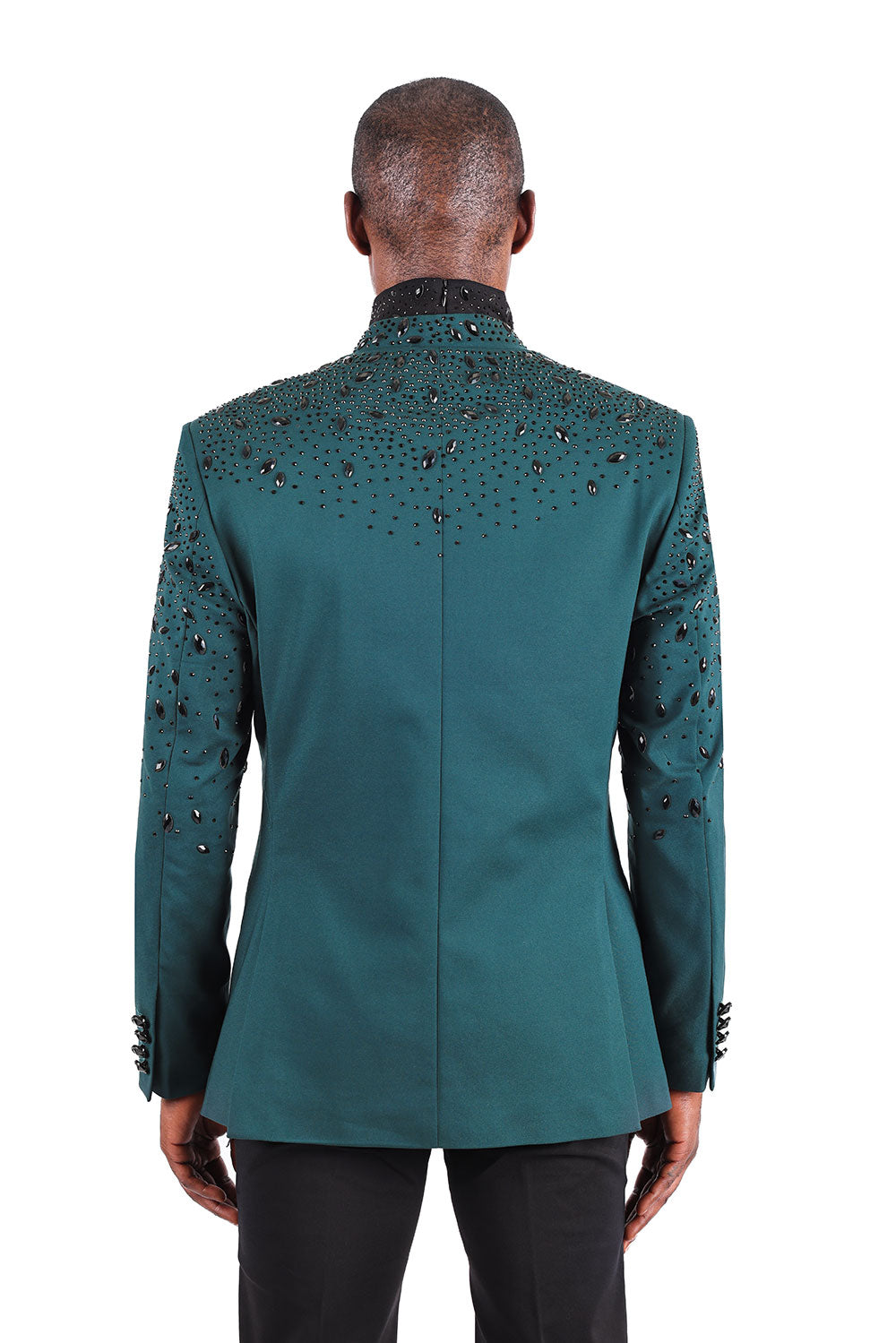 BARABAS Men's Luxury Rhinestone Lapel Collar Designer Blazer BL3080 Green