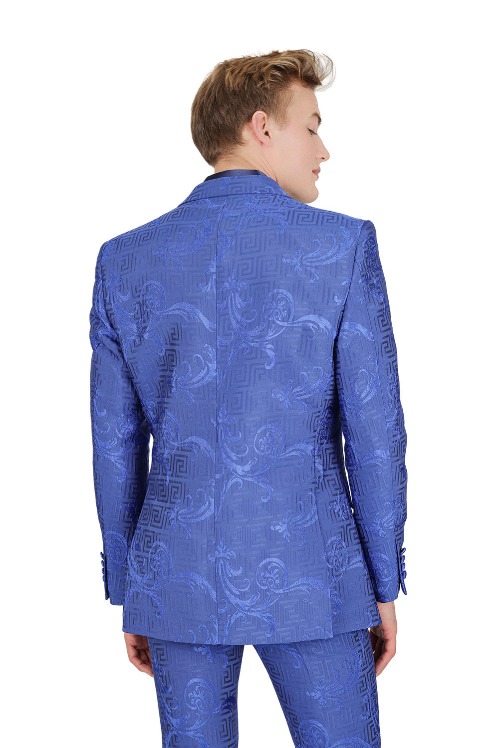 BARABAS Men's Luxury Baroque Design Notch Lapel Collar Blazer BL3100 Royal