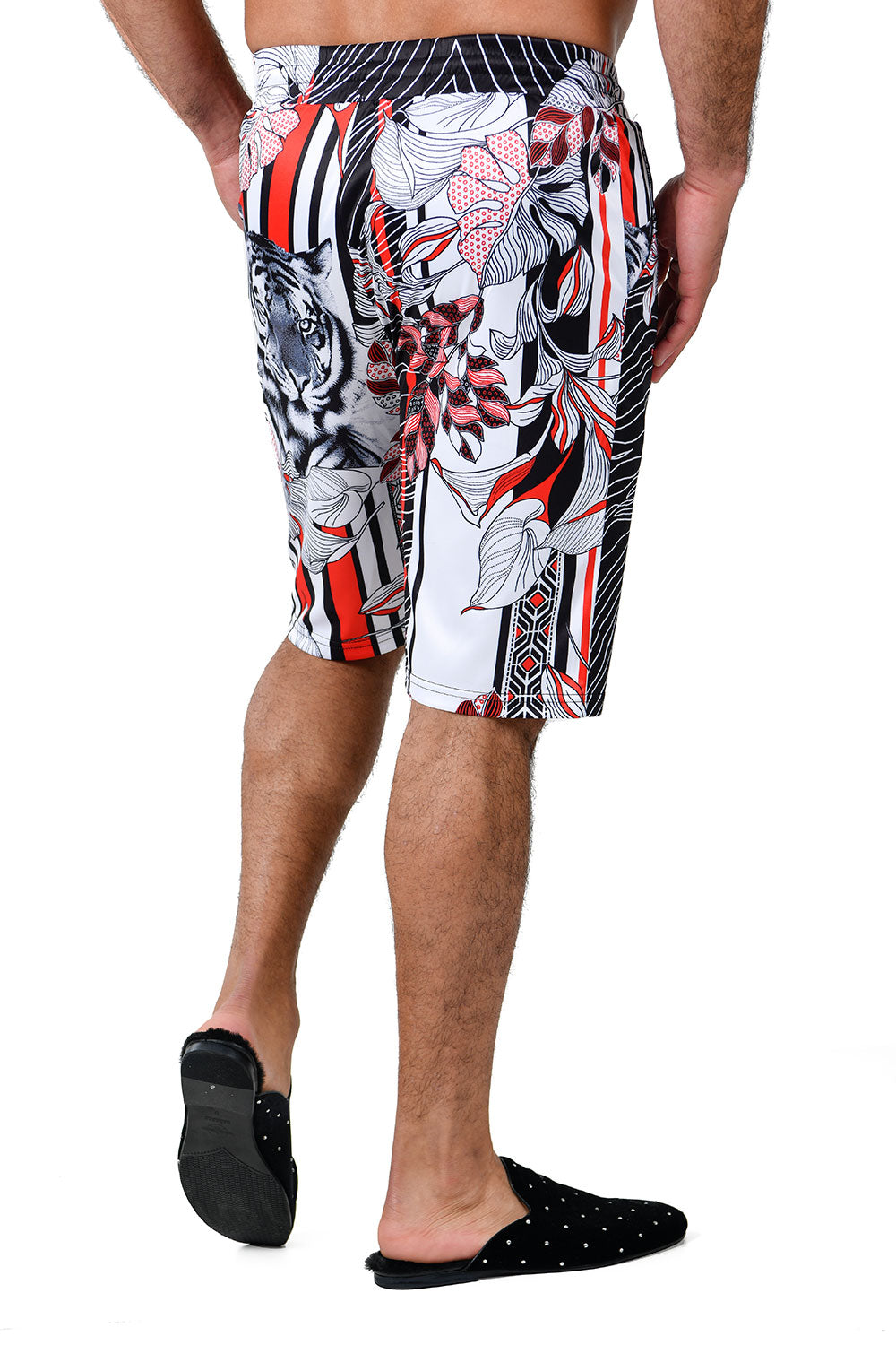 Barabas Men's Striped Floral Tiger Printed Shorts BSP9004