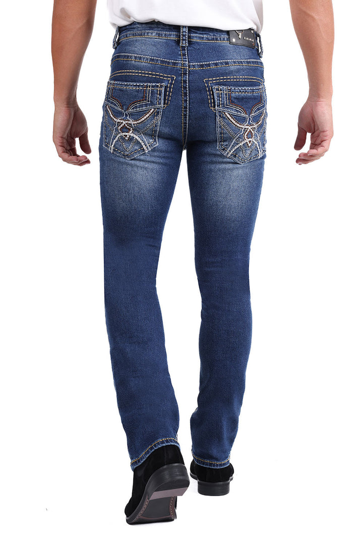 Barabas Men's Western Cowboy Bootcut Classic Denim Jeans BWJ4003 Dark Blue