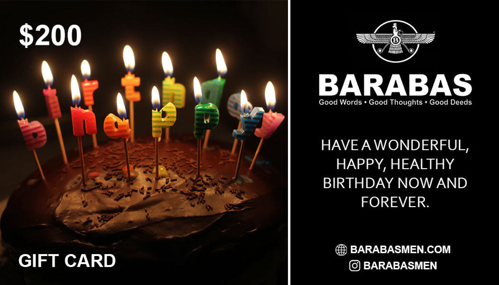 Barabas  $100 $200 $300  Happy Birthday Gift Cards