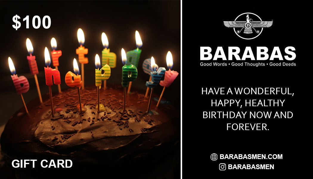 Barabas  $100 $200 $300  Happy Birthday Gift Cards