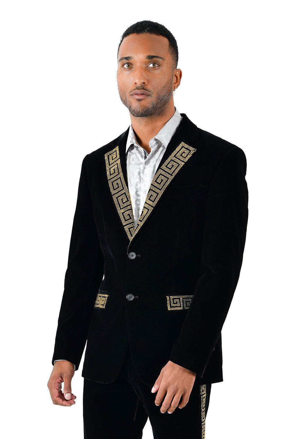 Luxurious Custom Men's Suit blazer : Sheer Velvet Lapel blazer with  Appliques, Beads, Diamonds | Tailored Plus Size Options Available