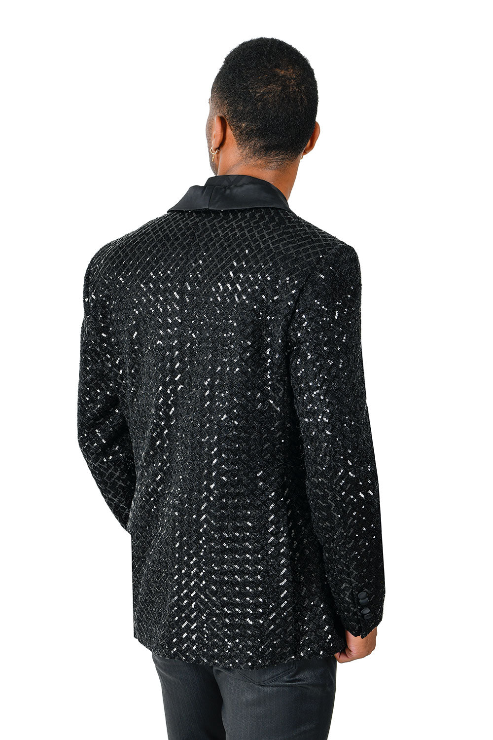 BARABAS men's shiny design glittery sequin design blazer BL3068