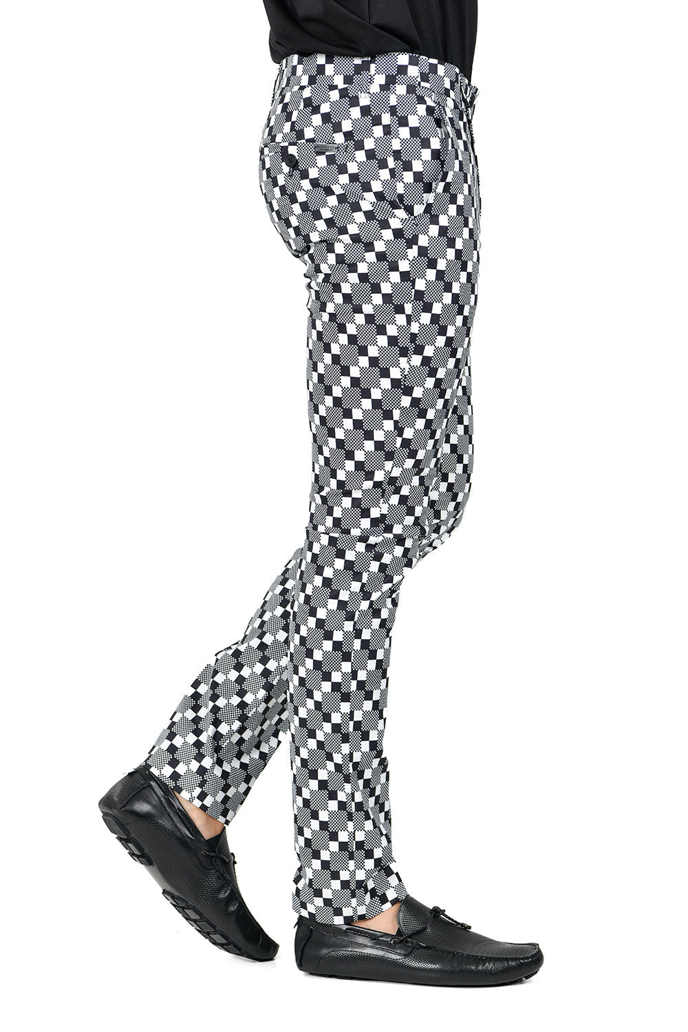 BARABAS Men's Checkered Plaid Gingham Black White Chino Pants CP108