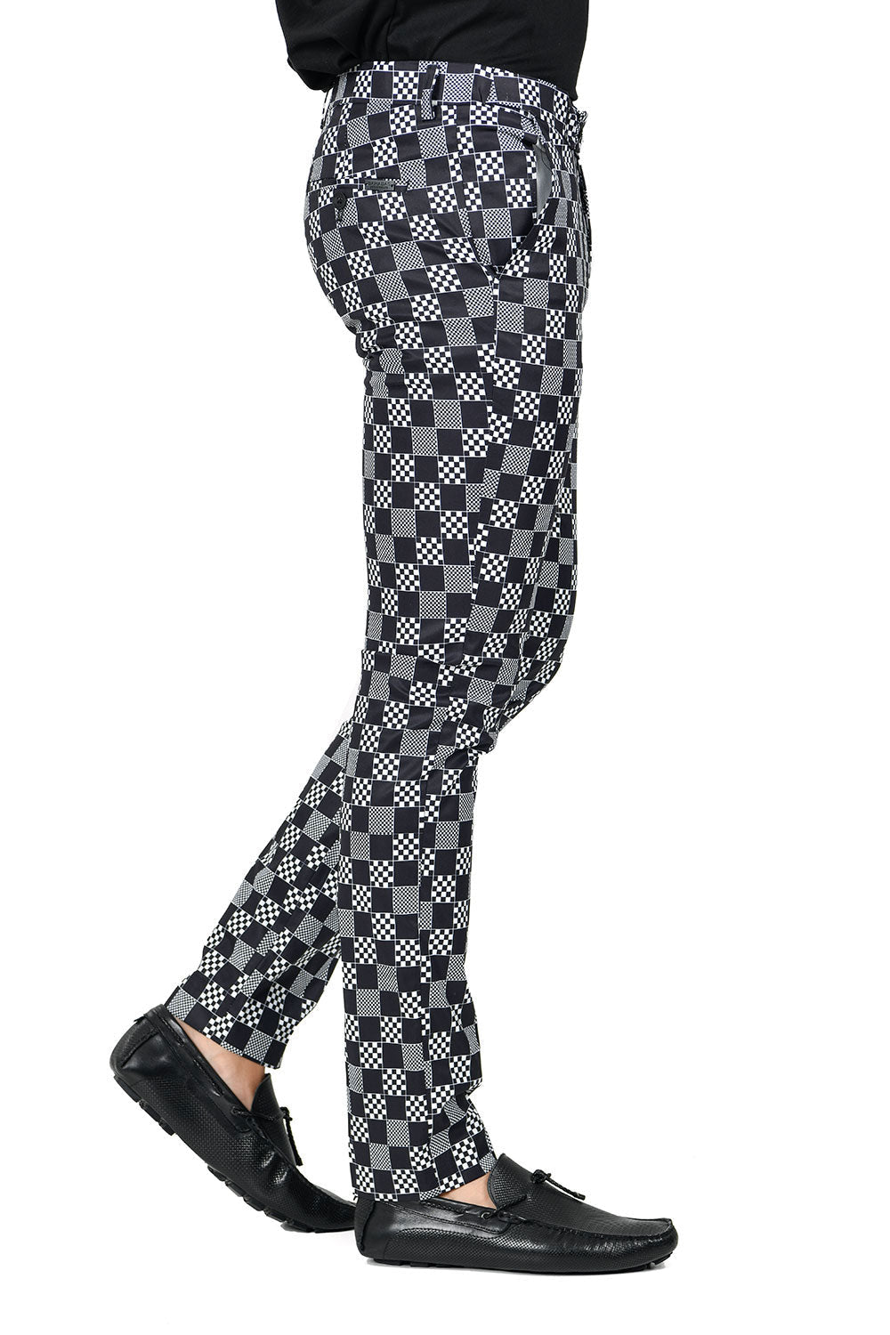 BARABAS Men's Checkered Plaid black White Chino Pants CP110