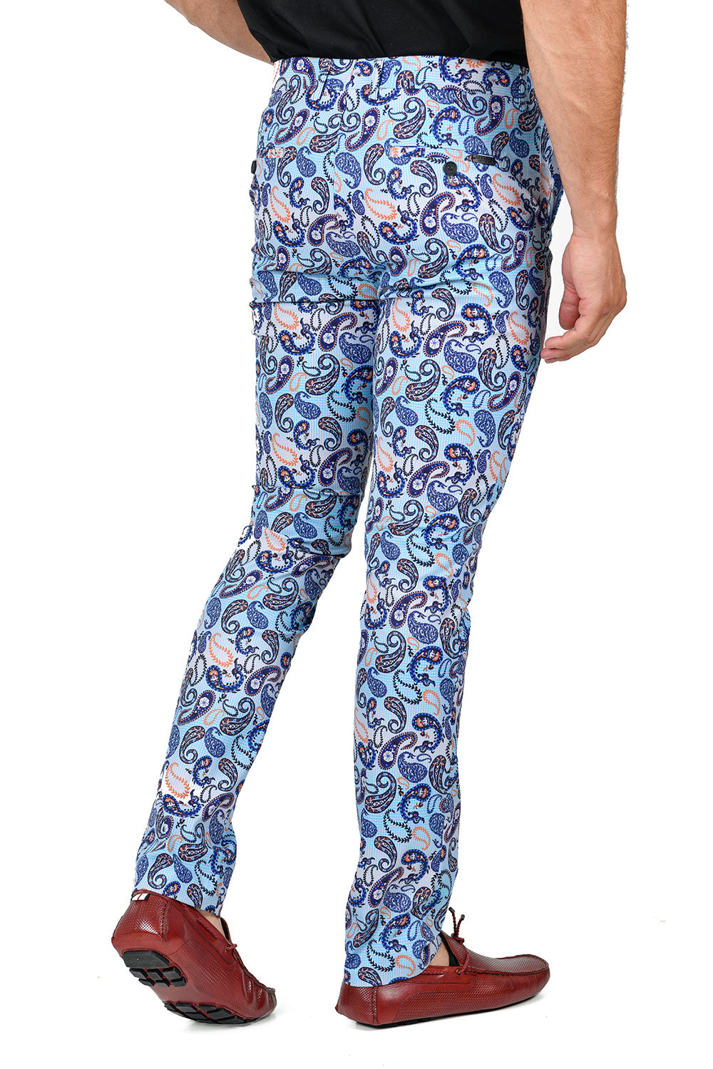 BARABAS Men's Paisley Design Classic Casual Chino Pants CP113 Blue