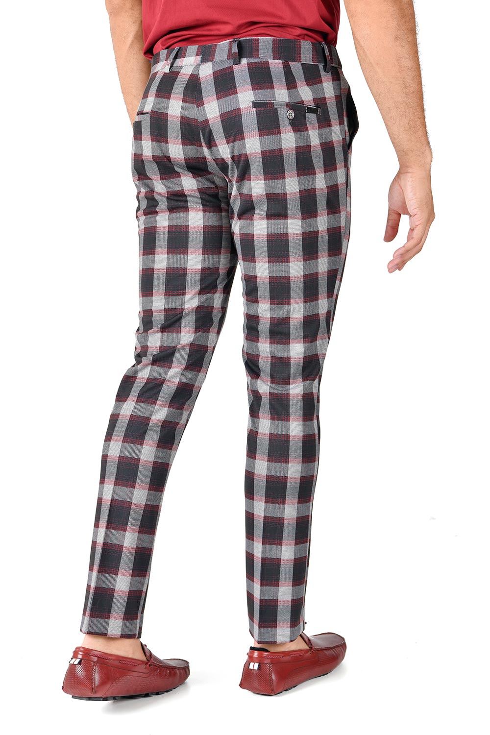 BARABAS men's checkered plaid grey pink chino pants CP117