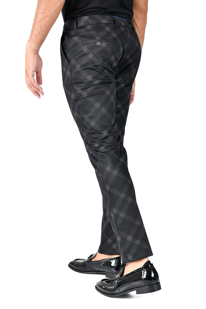 BARABAS men's printed Diamond Design Black Grey Chino Pants CP120