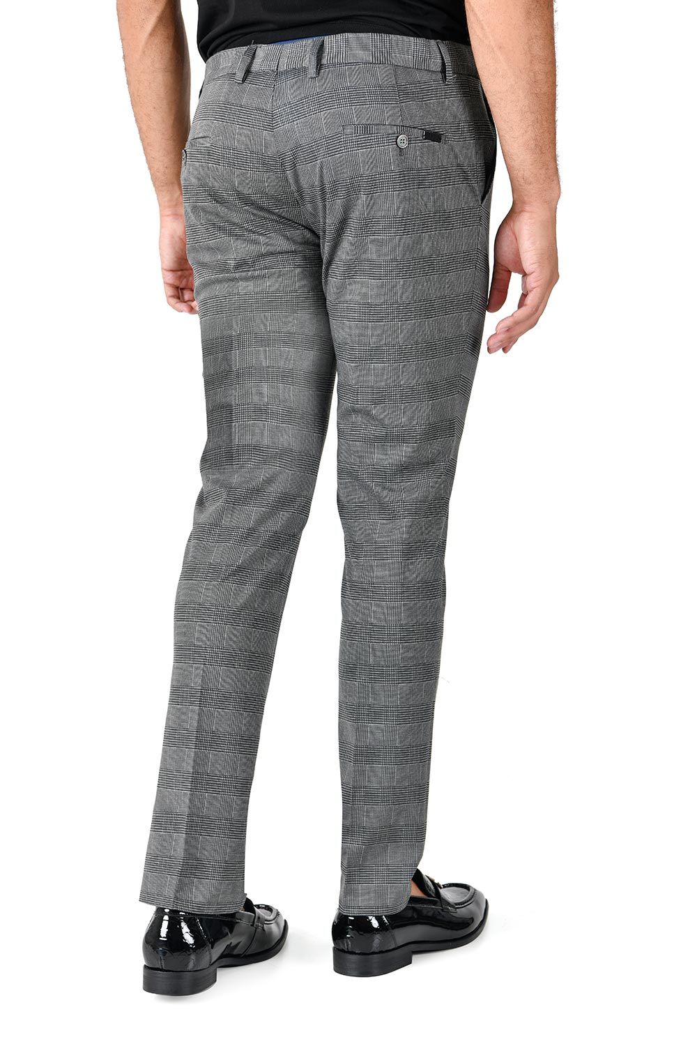 BARABAS men's checkered plaid light grey chino pants CP131