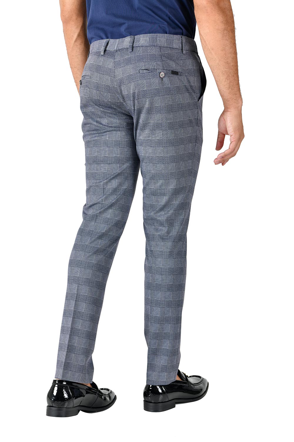 BARABAS men's checkered plaid grey chino pants CP132