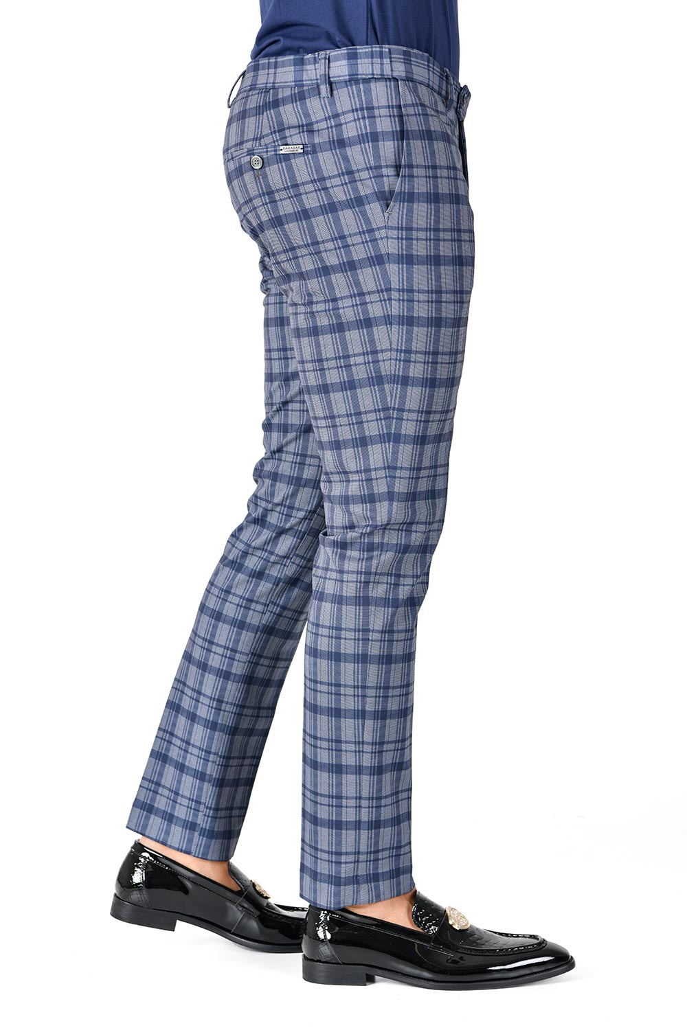 Buy Sky Blue Navy Blue Check Regular Fit Solid Trouser Cotton for Best  Price, Reviews, Free Shipping