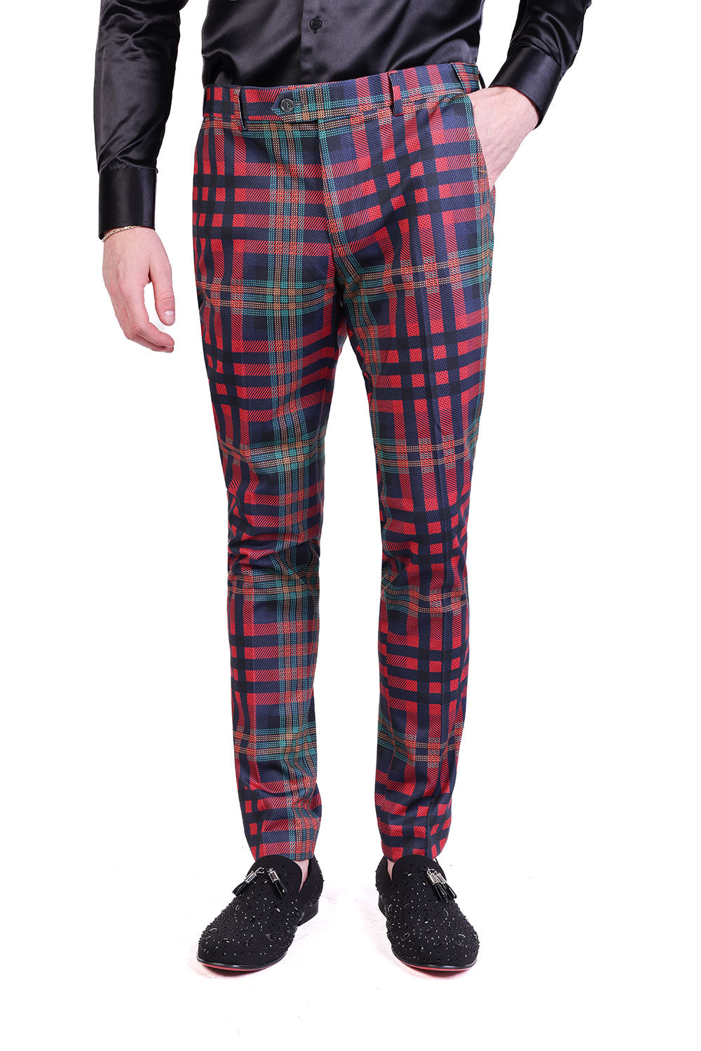 Barabas Men's Luxury Plaid Checkered Chino Dress Slim Pants CP201 Tiger