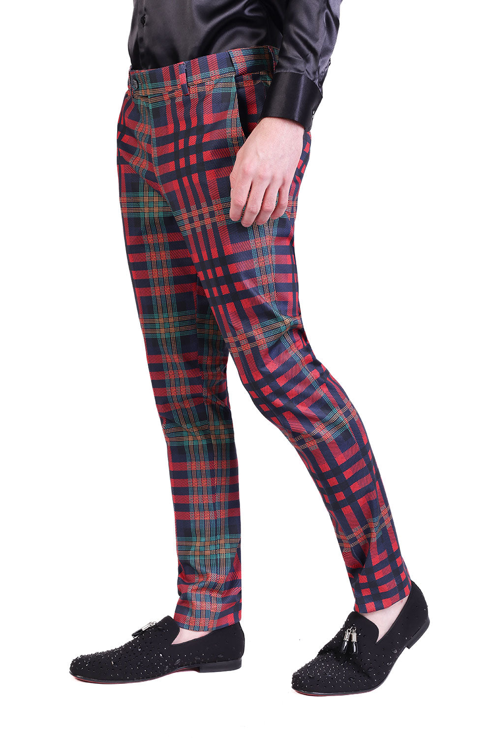 Barabas Men's Luxury Plaid Checkered Chino Dress Slim Pants CP201 Tiger