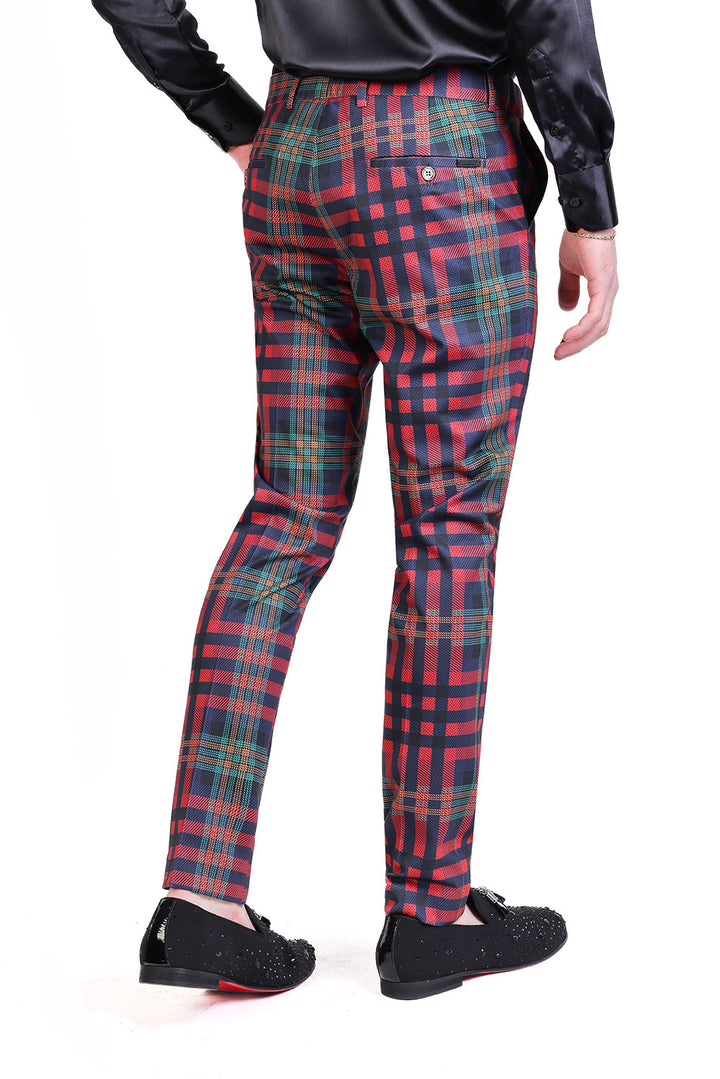 Barabas Men's Luxury Plaid Checkered Chino Dress Slim Pants CP201 Tiger