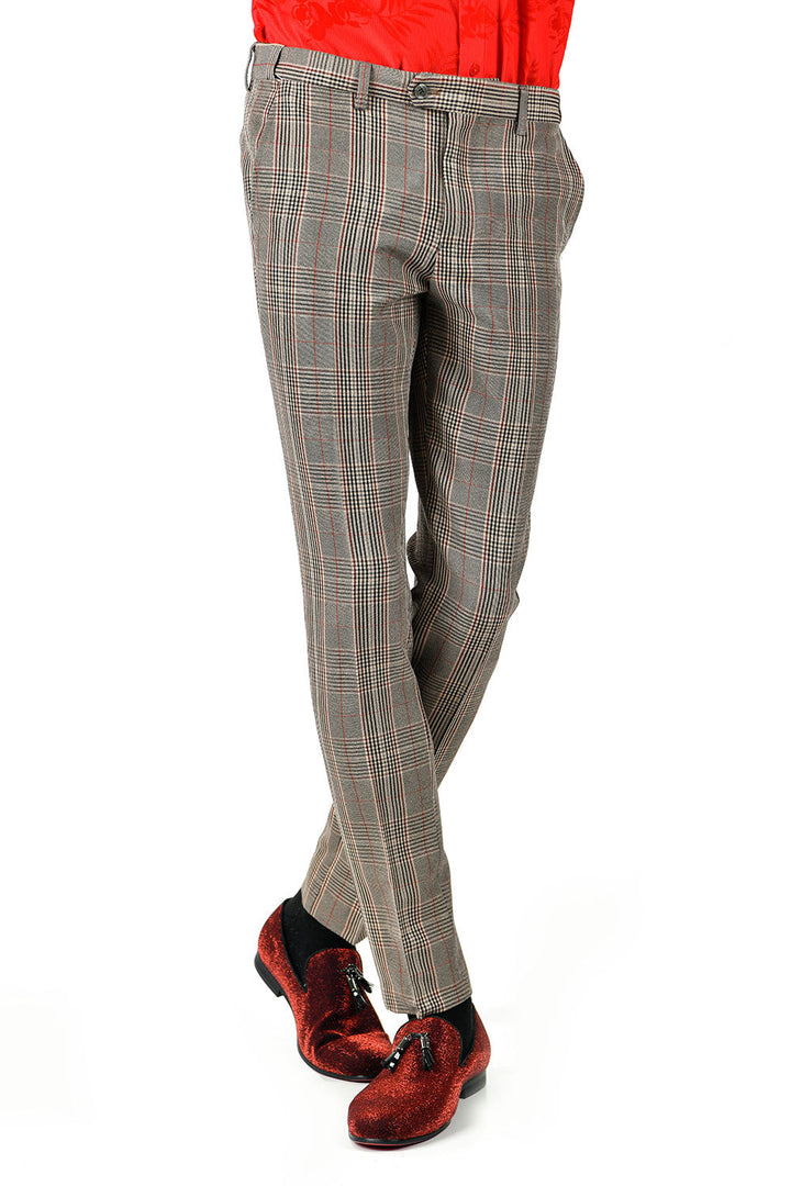 BARABAS men's checkered plaid Red and Brown chino pants CP29