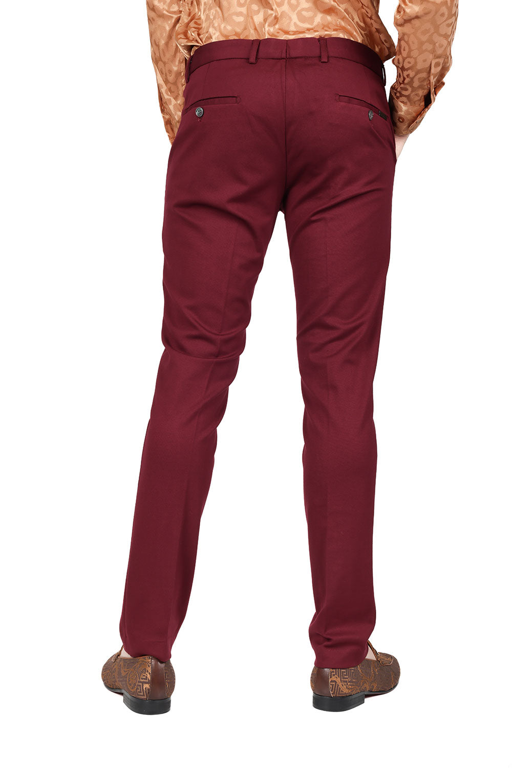 Barabas Men's Solid Color Essential Chino Dress Stretch Pants CP4007 Burgundy