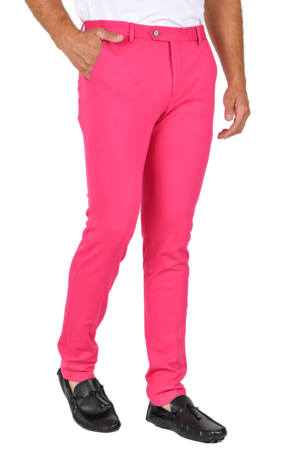 Barabas Men's Solid Color Basic Essential Chino Dress Pants CP4007 Fuchsia