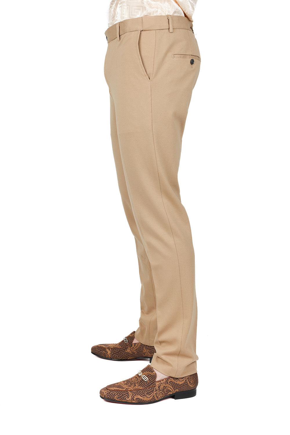 Barabas Men's Solid Color Essential Chino Dress Stretch Pants CP4007 Khaki