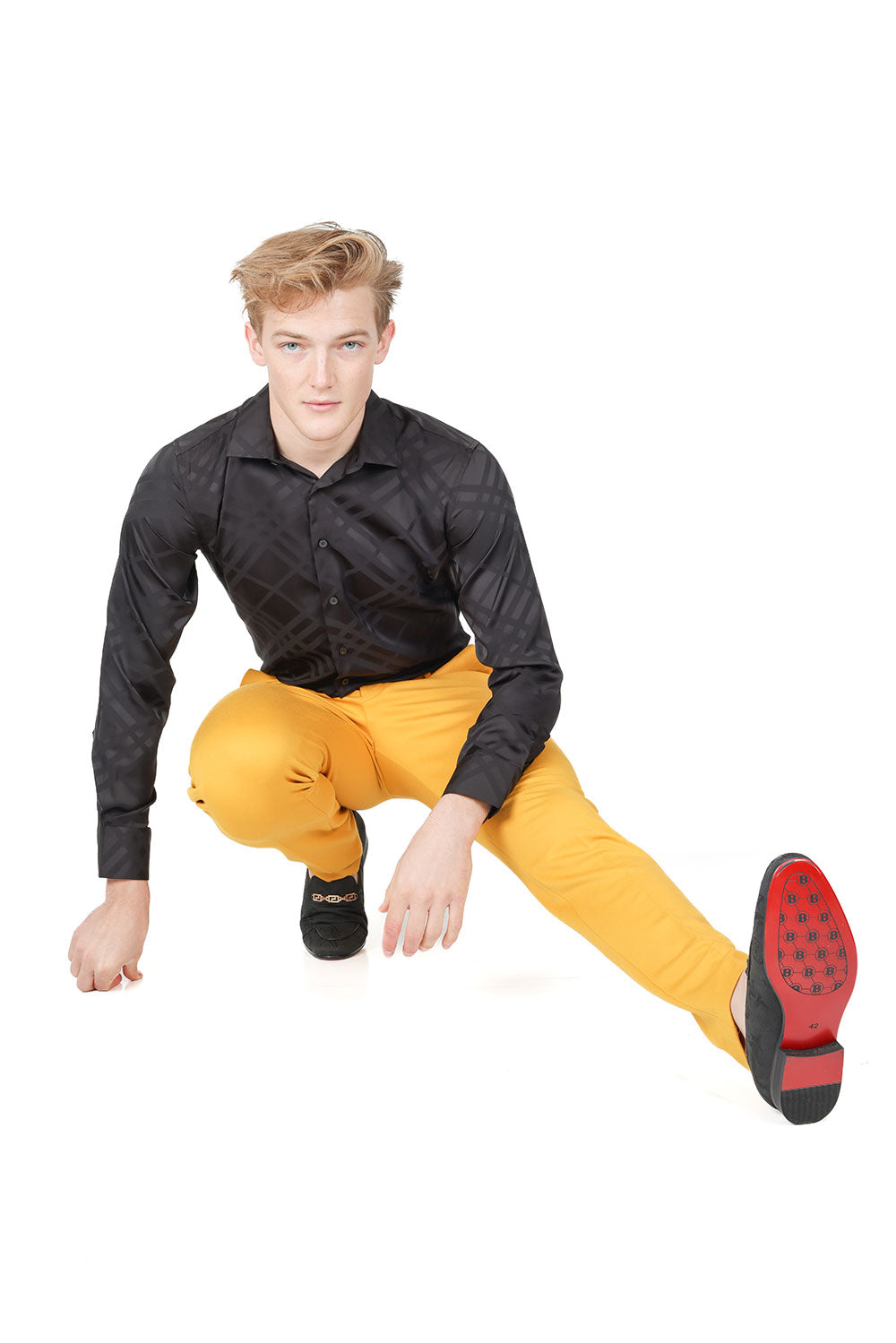 Barabas Men's Solid Color Essential Chino Dress Stretch Pants CP4007 Mustard