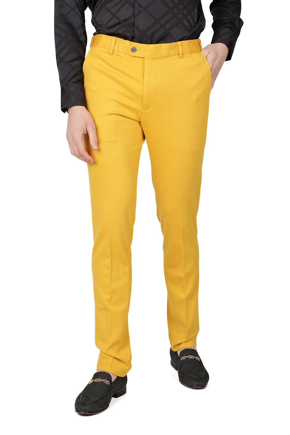 Barabas Men's Solid Color Essential Chino Dress Stretch Pants CP4007 Mustard