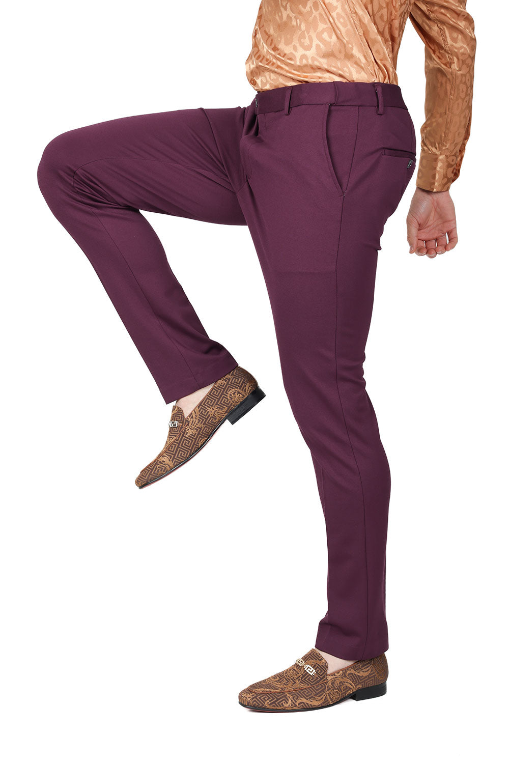 Barabas Men's Solid Color Essential Chino Dress Stretch Pants CP4007 Plum