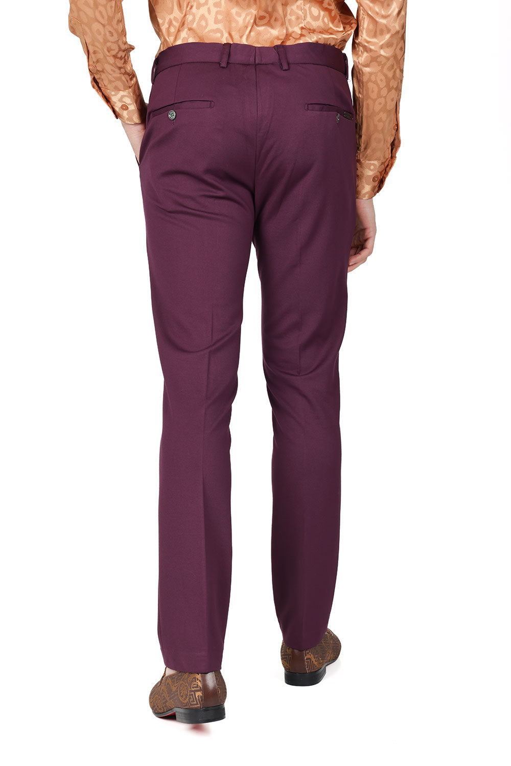 Barabas Men's Solid Color Essential Chino Dress Stretch Pants CP4007 Plum
