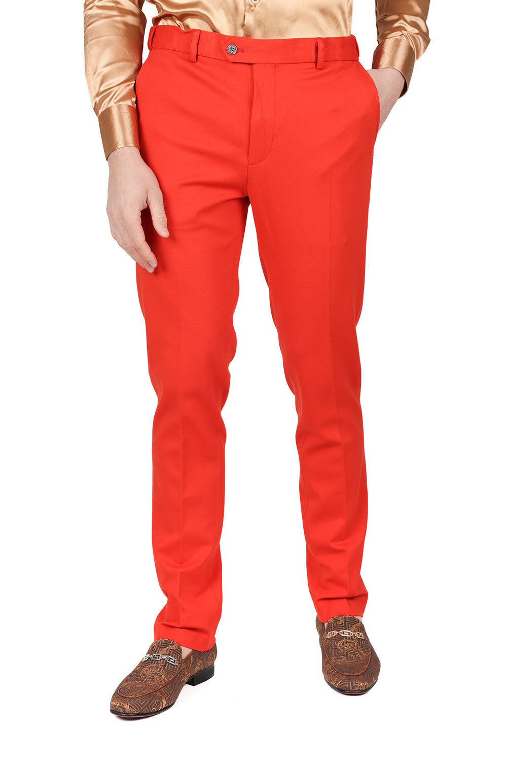 Barabas Men's Solid Color Essential Chino Dress Stretch Pants CP4007 Rust