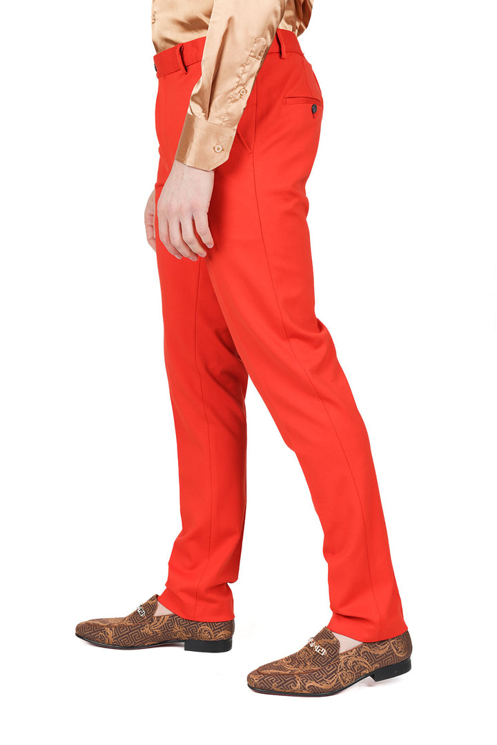 Barabas Men's Solid Color Essential Chino Dress Stretch Pants CP4007 Rust