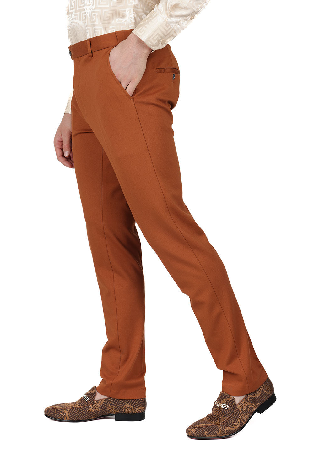 CONCITOR Mens Dress Pants Trousers Flat Front Slacks Solid Orange Color 48   Amazonin Clothing  Accessories