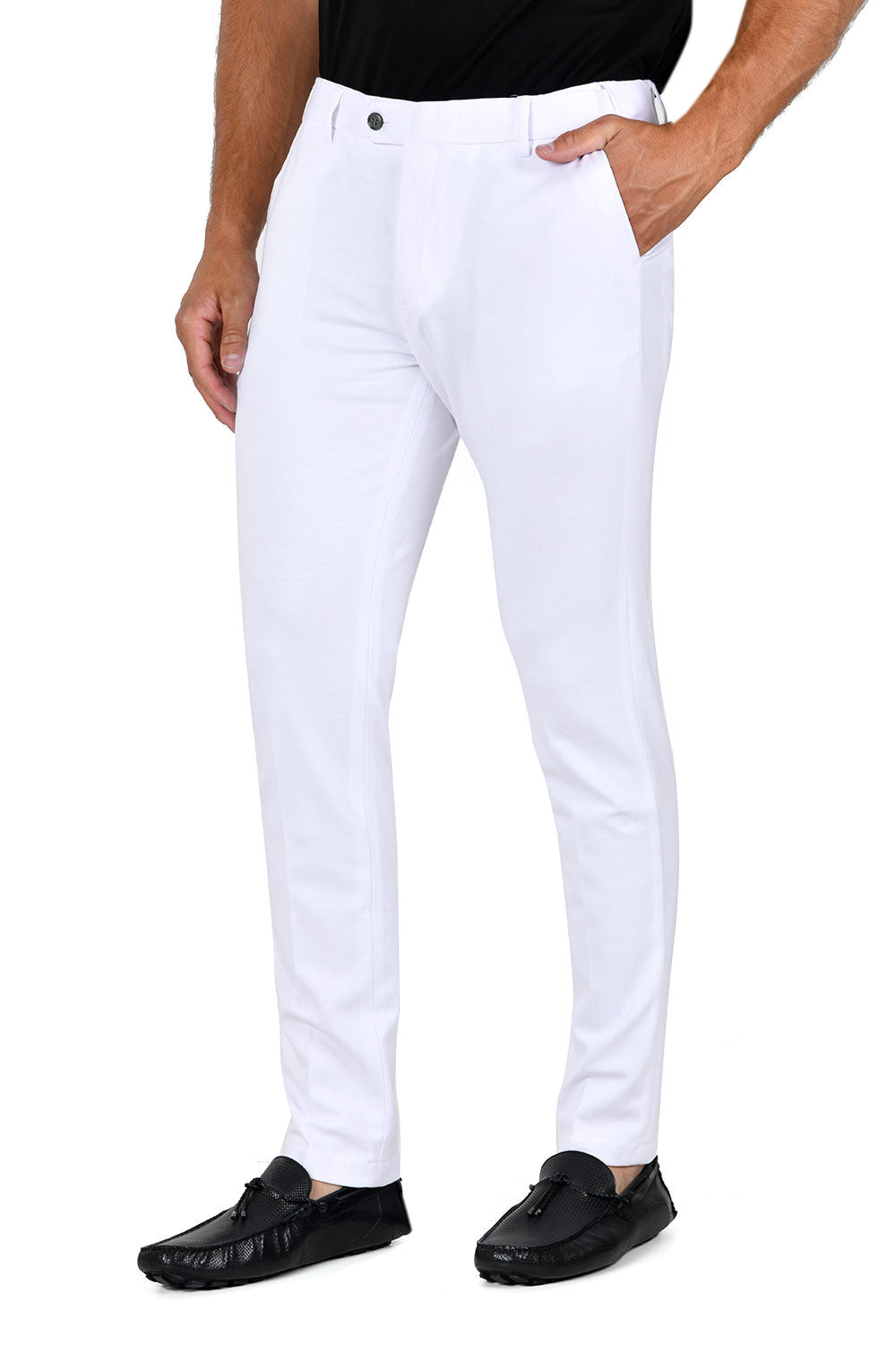 Barabas Men's Solid Color Basic Essential Chino Dress Pants CP4007 White