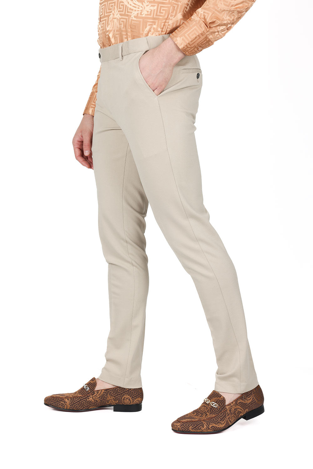 Barabas Men's Solid Color Essential Chino Dress Stretch Pants CP4007 Tan