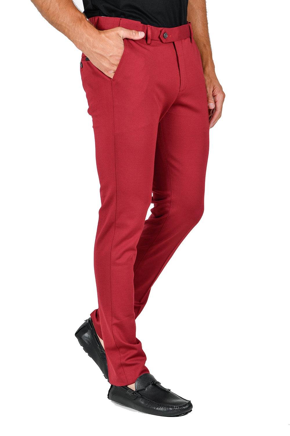 Barabas Men's Solid Color Basic Essential Chino Dress Pants CP4007 Wine