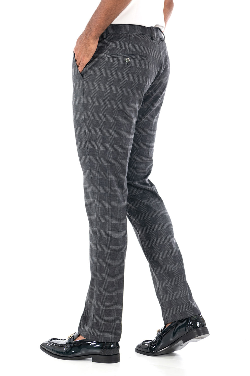 BARABAS men's checkered plaid charcoal black chino pants CP77