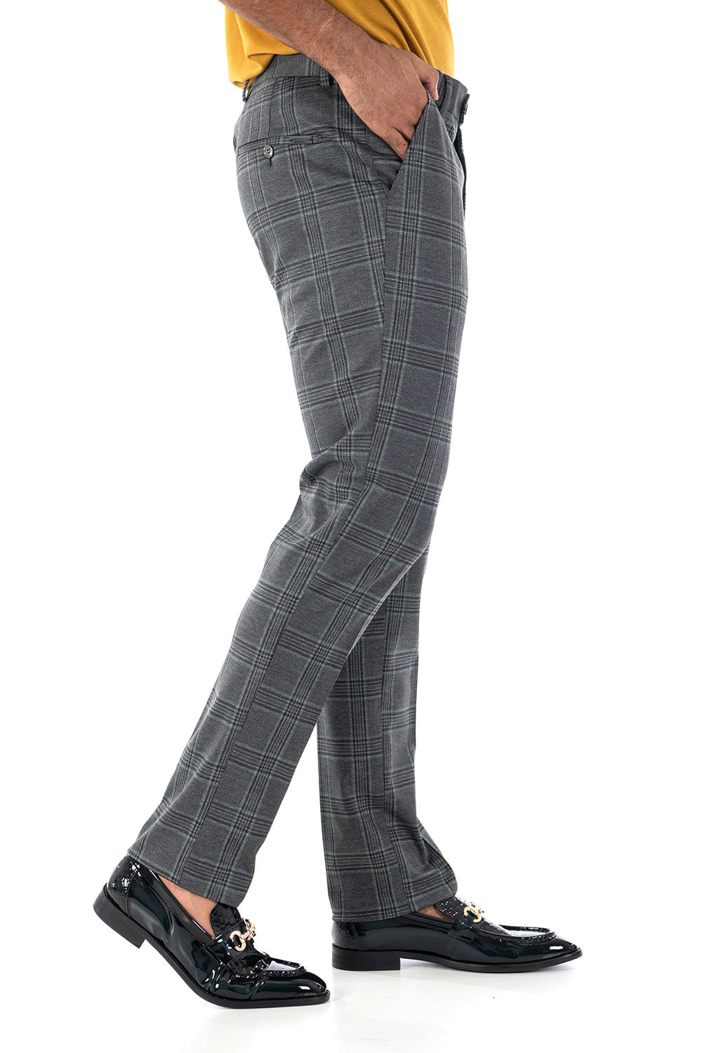 BARABAS men's checkered plaid black grey chino pants CP78